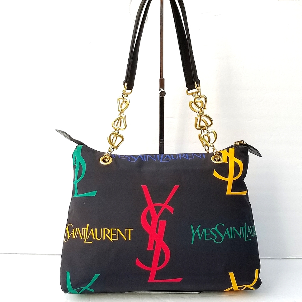 Gorgeous Vintage YSL Yves Saint Laurent Monogram canvas shoulder Tote handbag